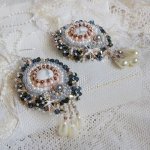 Angelique Marquise des Anges Haute-Couture embroidered with gemstones (white Howlite cabochons), Swarovski crystals and seed beads